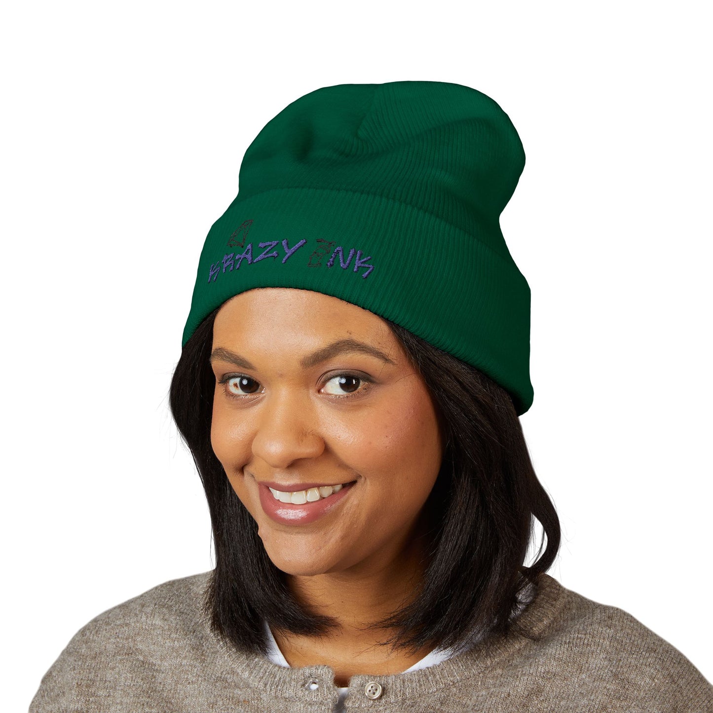 Embroidered Classic Beanie, Krazy Inkz Quality Hat, Winter Headwear, Stylish