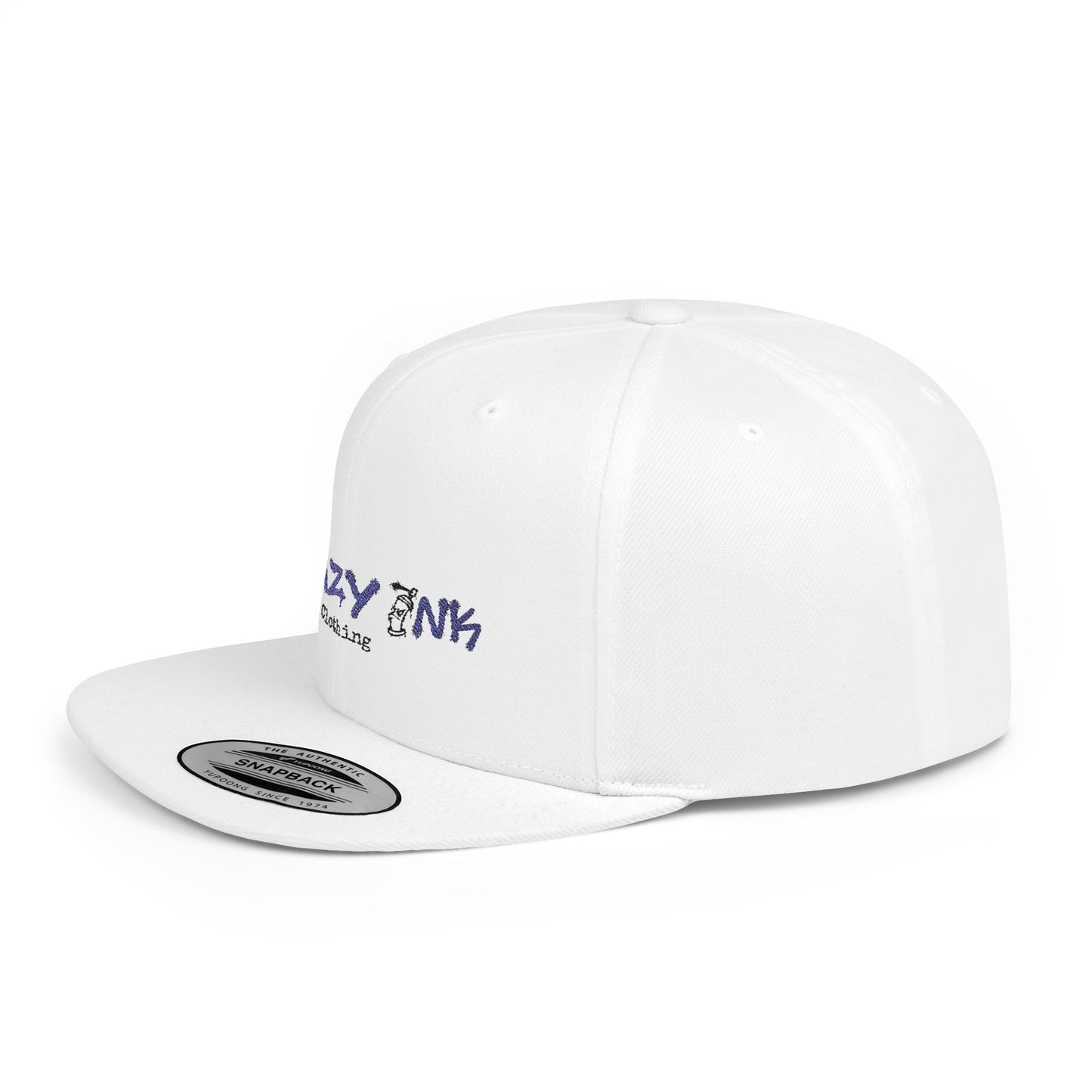 KRAZY INK Flat Bill Snapback Hat - Stylish White Cap for Trendsetters