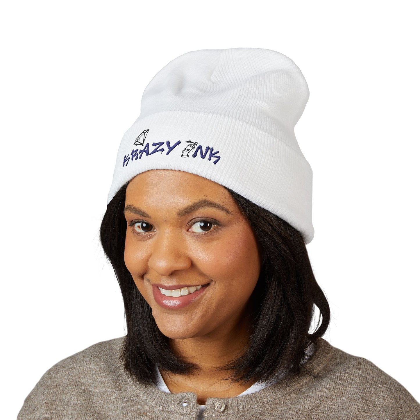 Embroidered Classic Beanie, Krazy Inkz Quality Hat, Winter Headwear, Stylish