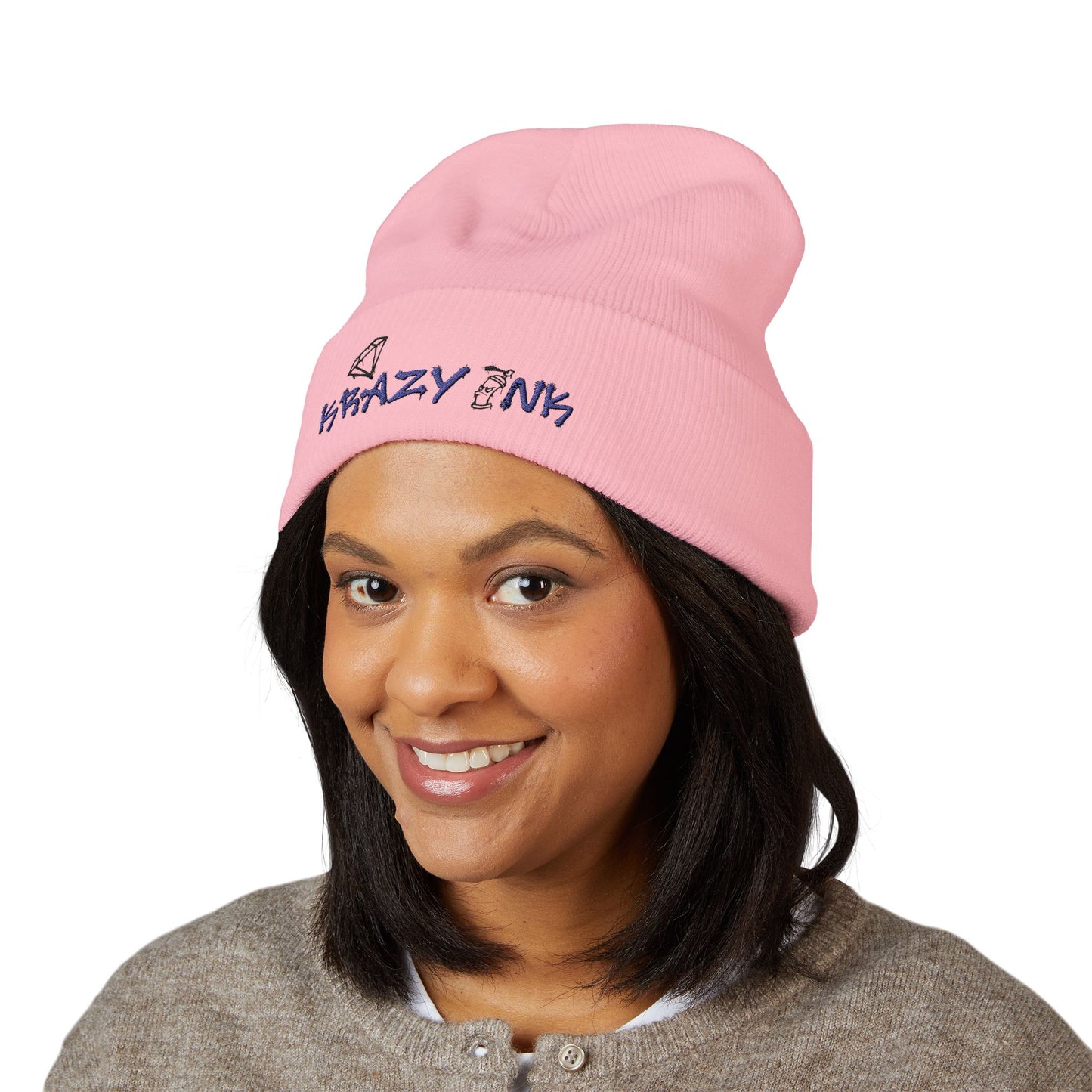 Embroidered Classic Beanie, Krazy Inkz Quality Hat, Winter Headwear, Stylish
