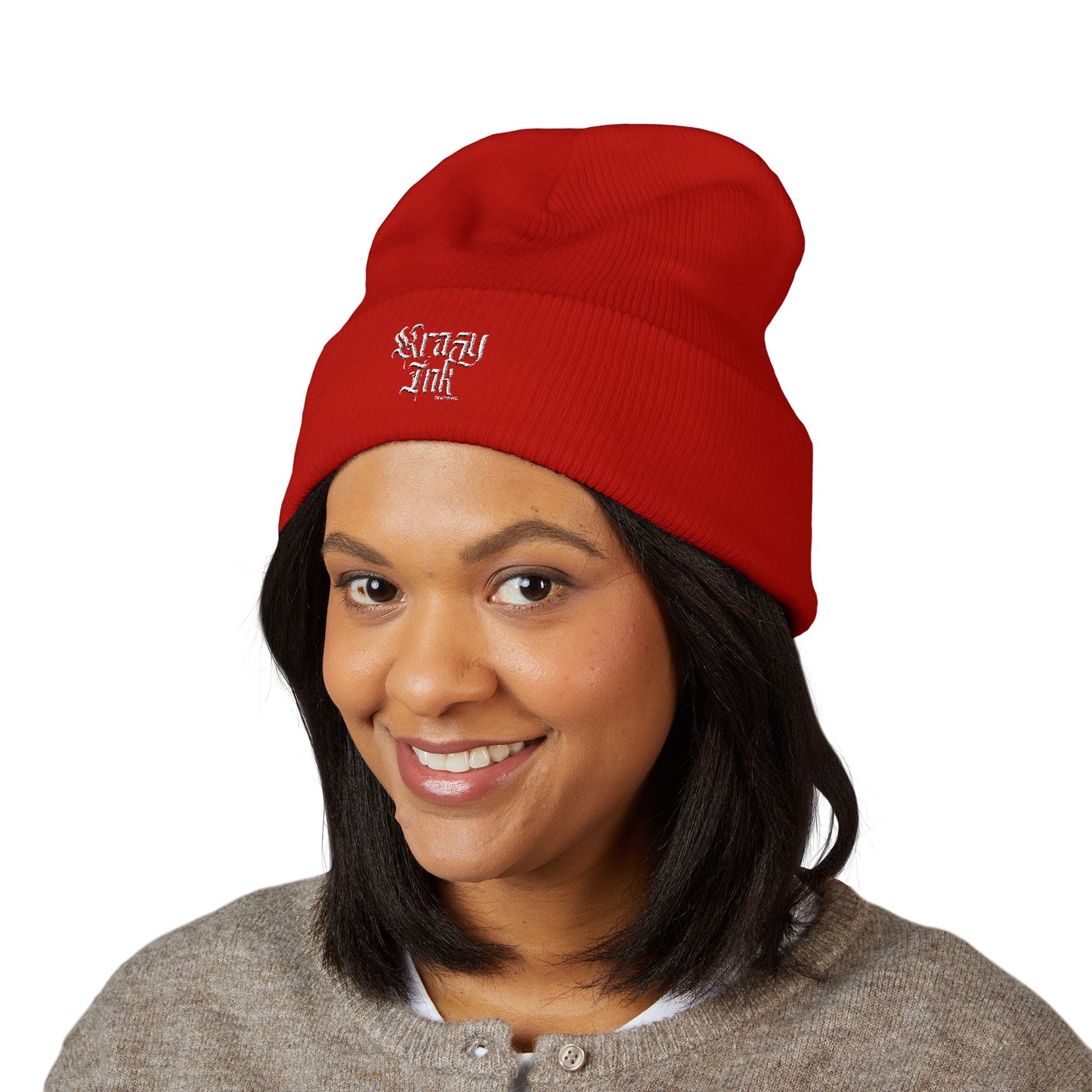 Embroidered Beanie, Krazy Inkz Quality Hat, Winter Headwear, Stylish