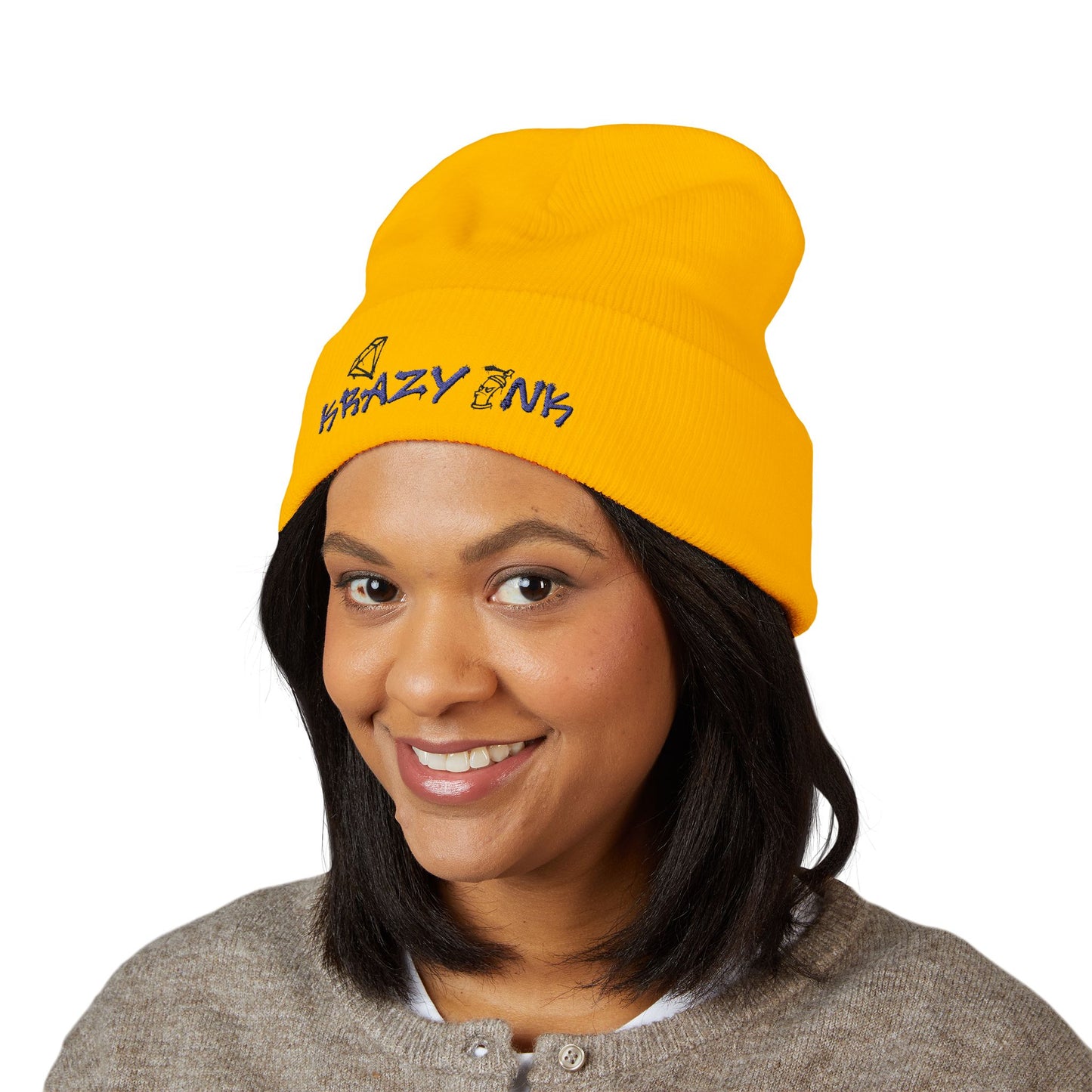Embroidered Classic Beanie, Krazy Inkz Quality Hat, Winter Headwear, Stylish