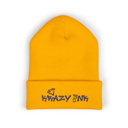 Embroidered Classic Beanie, Krazy Inkz Quality Hat, Winter Headwear, Stylish