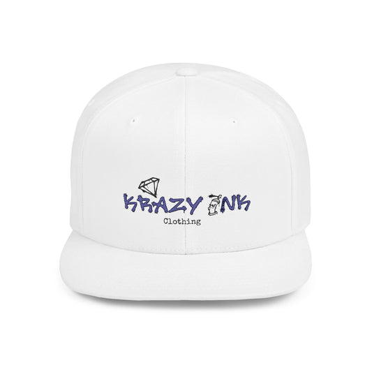 KRAZY INK Flat Bill Snapback Hat - Stylish White Cap for Trendsetters