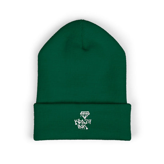 Embroidered Beanie, Krazy Inkz Quality Hat, Winter Headwear, Stylish